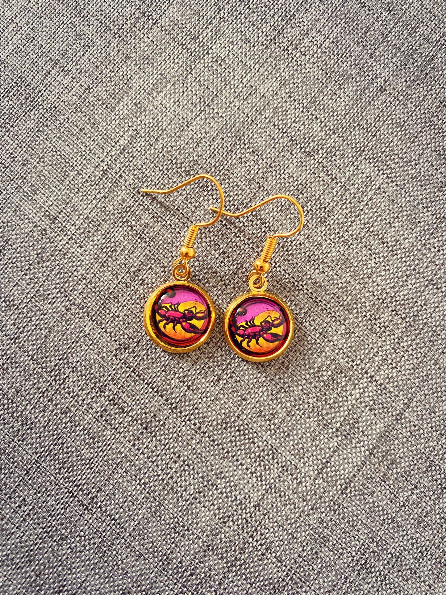 Scorpio Earrings. Horoscope Symbol Necklace. Zodiac Sign Jewellery. Astrology Earrings. Pop Art Colourful Pendant. Star Sign Gift. Scorpion.