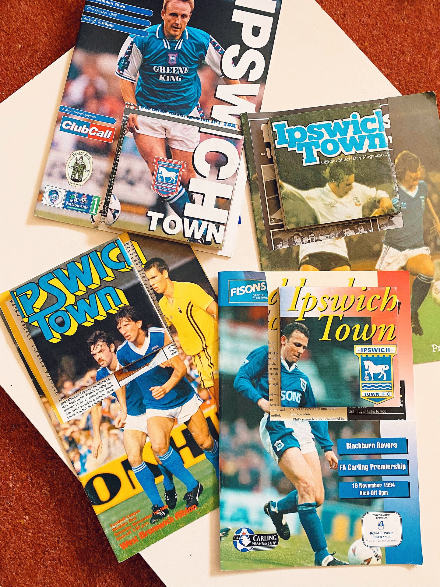 Vintage Ipswich Town Football Programme Coasters. Upcycled Football Gift. Man Cave Home Decor. Retro Football Gift for Dad.