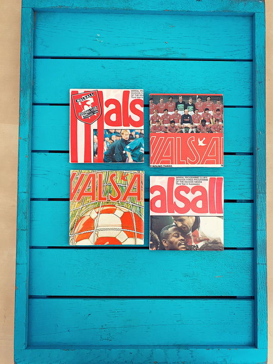 Vintage Walsall Football Programme Coasters. Upcycled Football Gift. Man Cave Home Decor. Retro Football Gift for Dad.