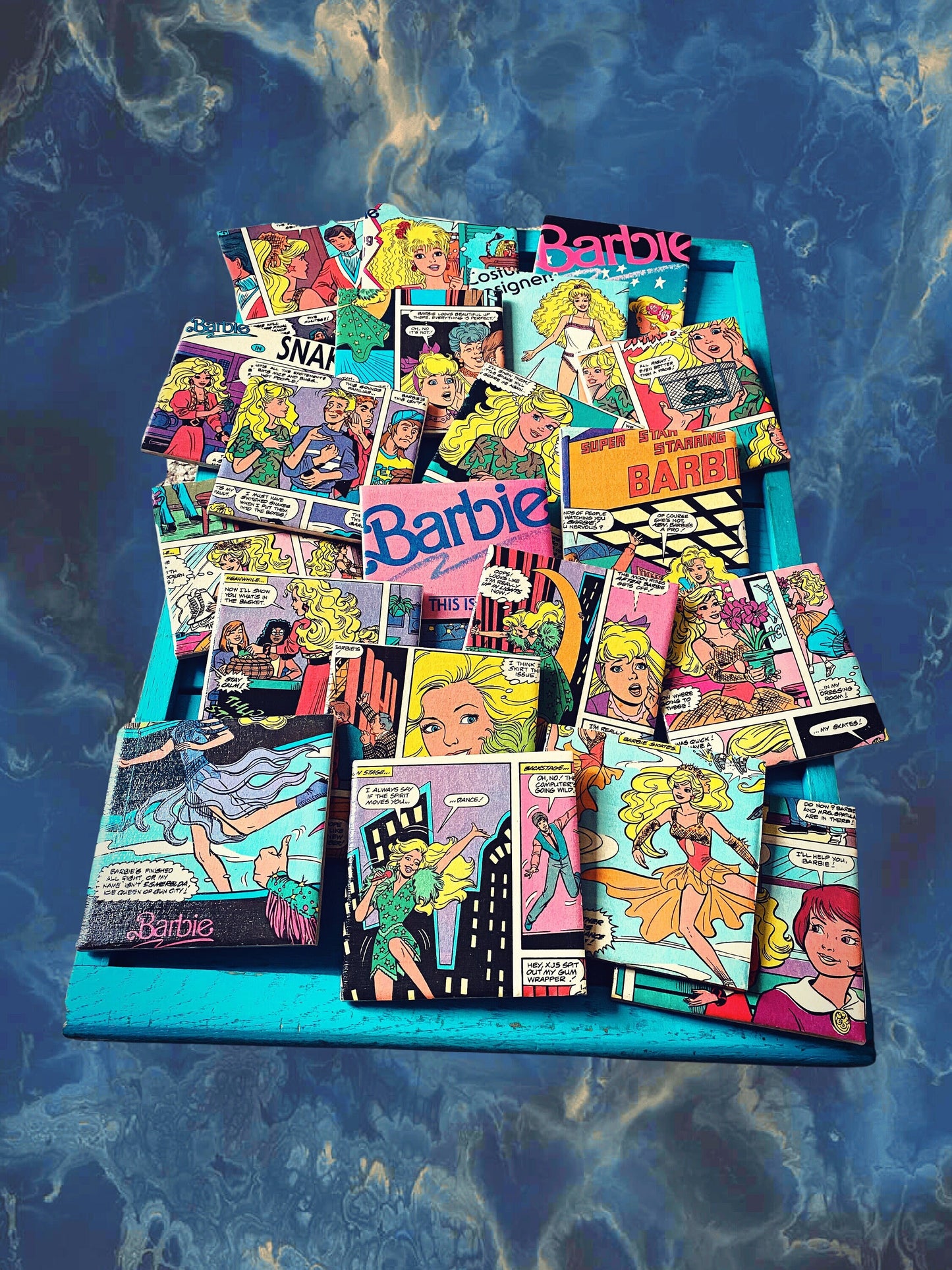 Upcycled Vintage Barbie Comic Book Coasters. Nostalgic Retro Magazine. Vintage Doll Gift Homeware Christmas Gift for her Pink Decor Feminist