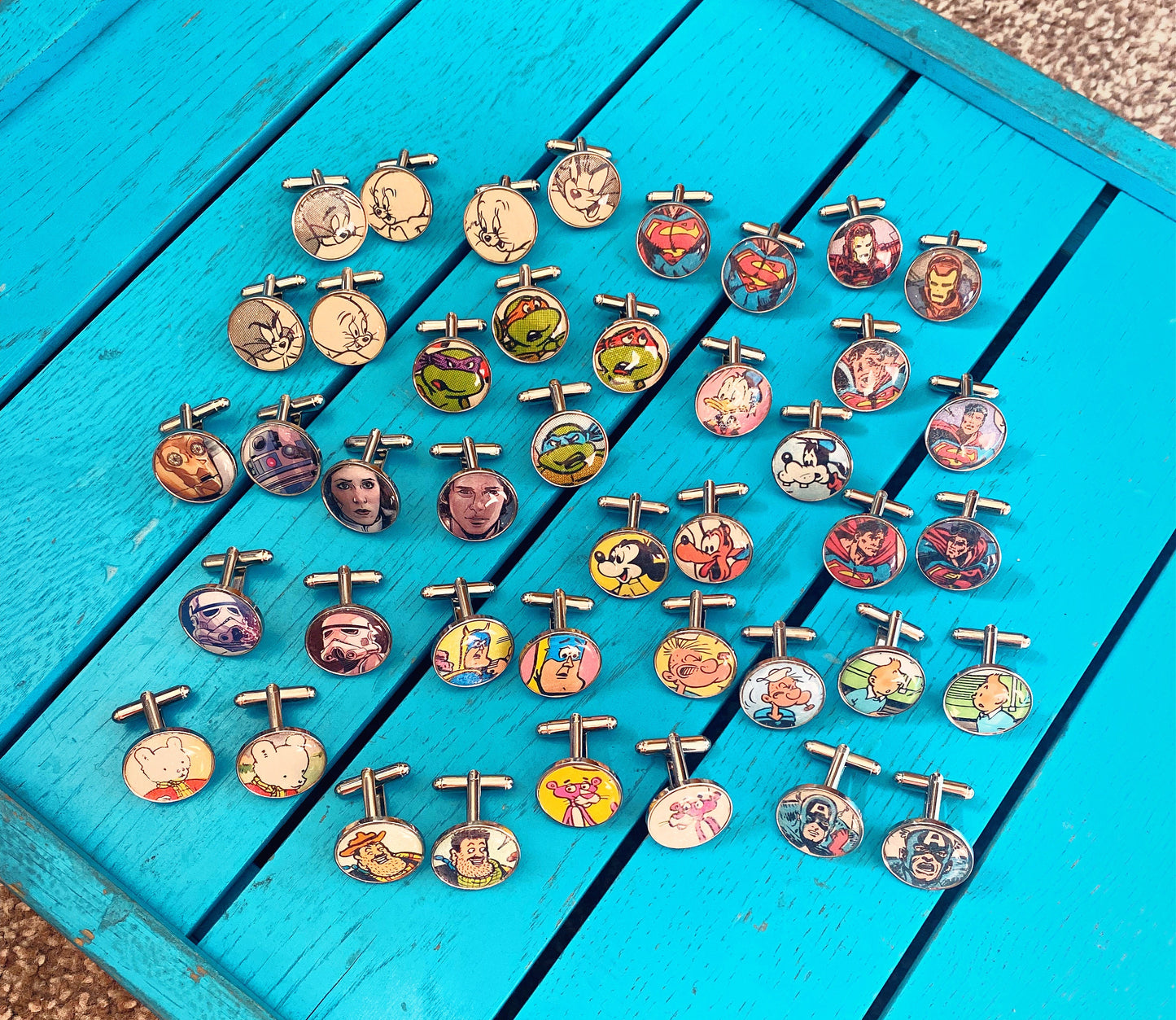 Vintage Comic Book Cufflinks. Cartoon. Character Gift. Superhero Groomsmen. Retro TV. Upcycled Comics. 90s Comic. 80s Gift. Retro Cartoons.