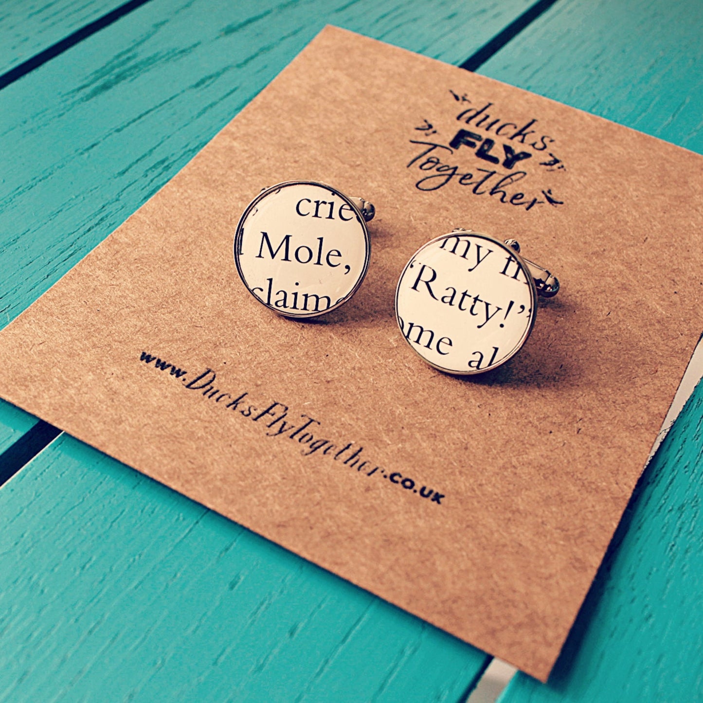 Wind in the Willows Recycled Book Page Cufflinks - Mole Ratty Mr Toad O My! Upcycled gift. Nostalgic. Gift for Dad. Vintage book. Wedding.