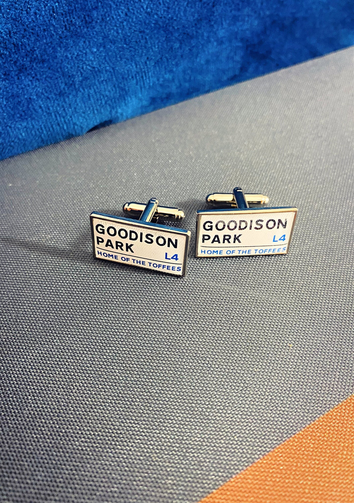 Everton Football Stadium Cufflinks. Goodison Park Stadium. Gift for Everton Fan. Toffees. Road Sign Tie Bar. Personalised Street Name.