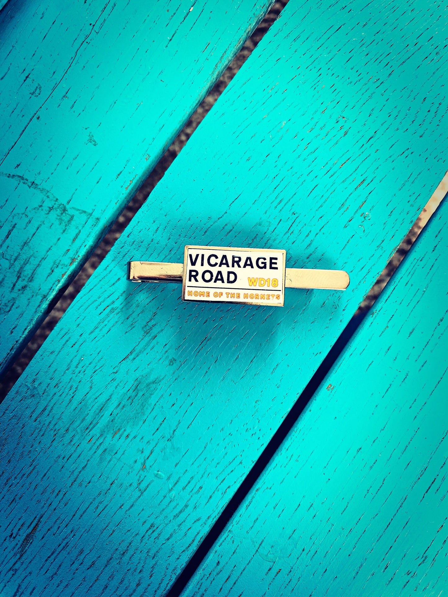 Watford Football Stadium Cufflinks. Vicarage Road Stadium. Gift for Hornets Fan. Road Sign Tie Bar. Personalised Street Name.