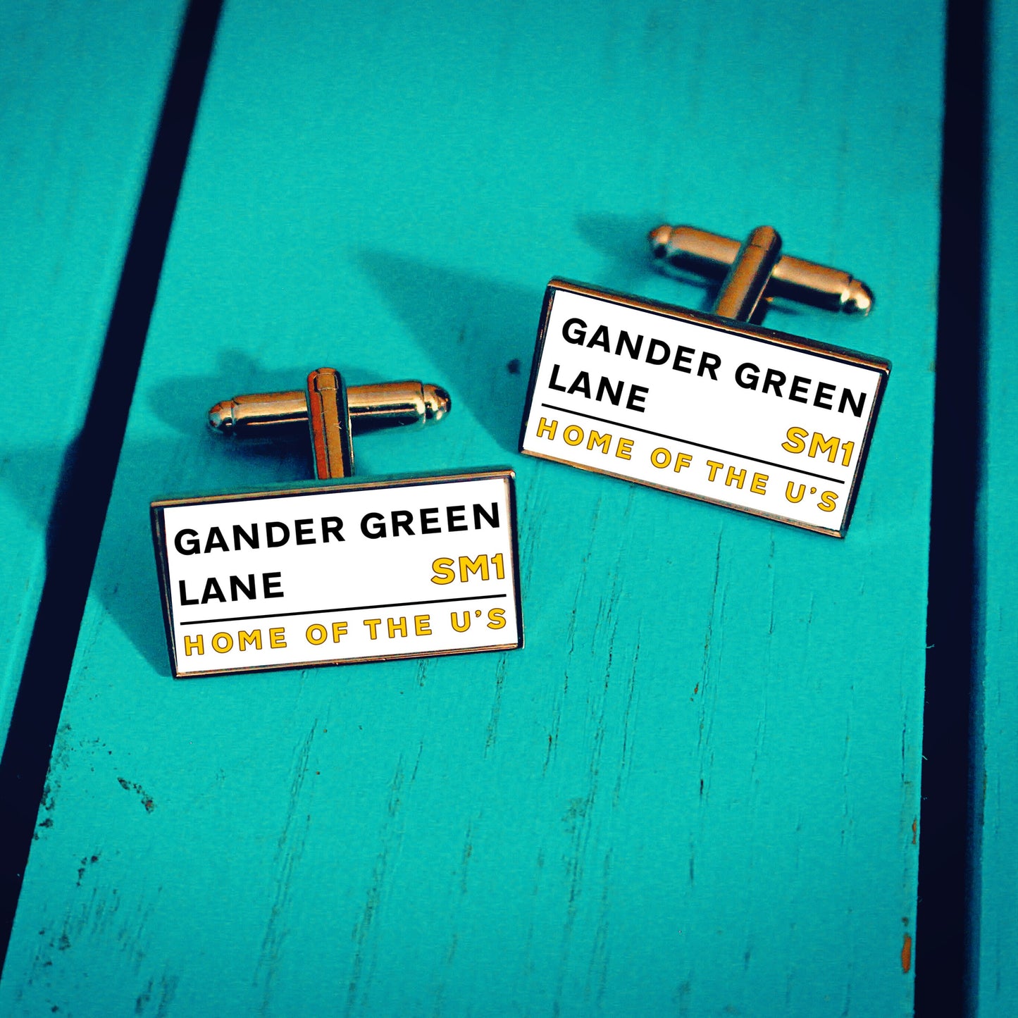Sutton United Football Stadium Cufflinks. Gander Green Lane Stadium. Gift for U's Fan. Road Sign Tie Bar Personalised Street Name. Christmas