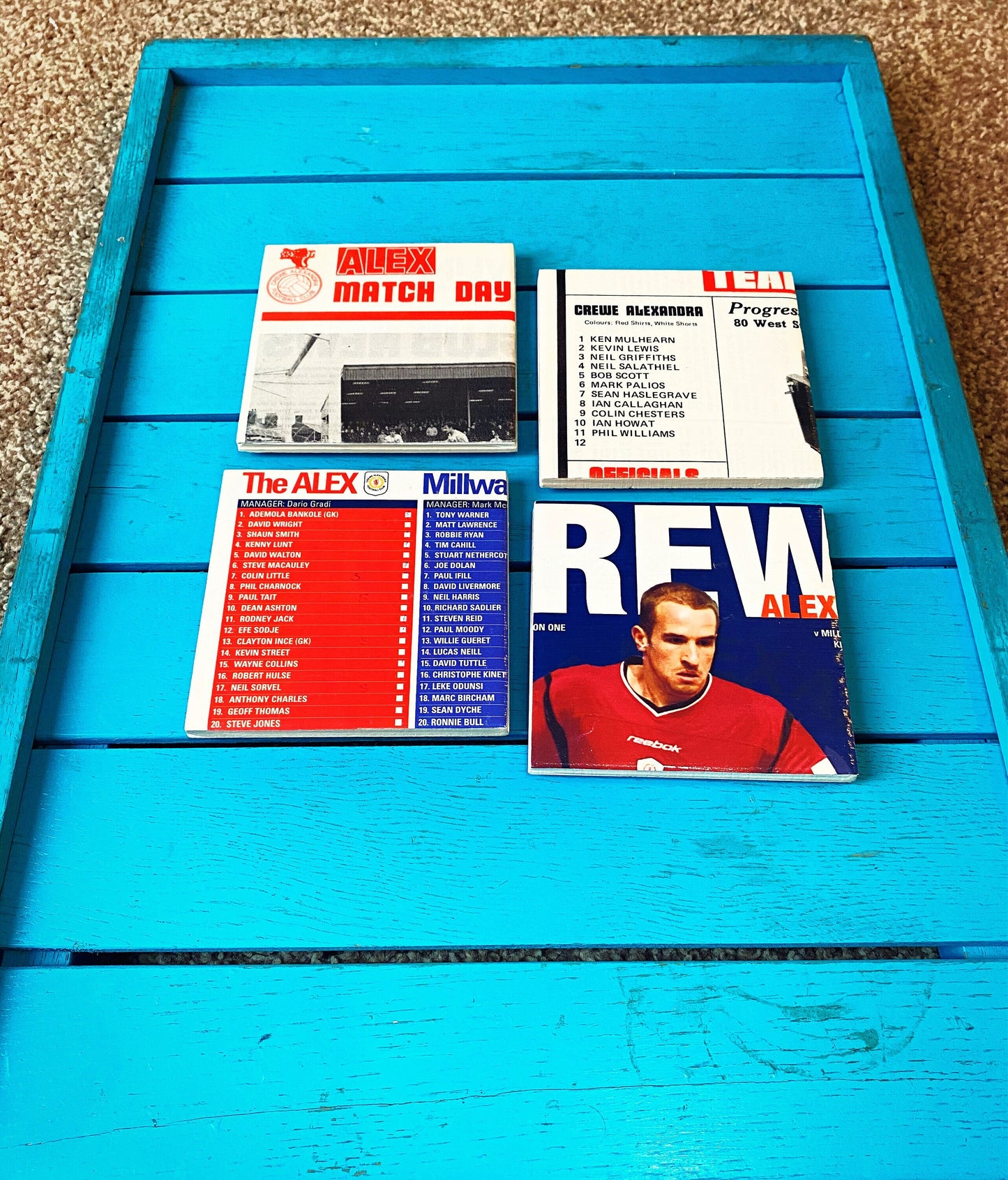 Vintage Crewe Alexandra Football Programme Coasters. Upcycled Football Gift. Man Cave Home Decor. Retro Football Gift for Dad.