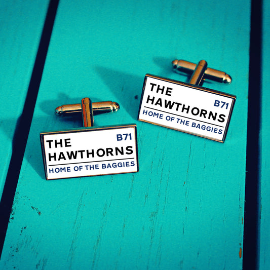 West Bromwich Albion Football Stadium Cufflinks. The Hawthorns Stadium. Gift for Baggies Fan Road Sign Tie Bar Personalised Street West Brom