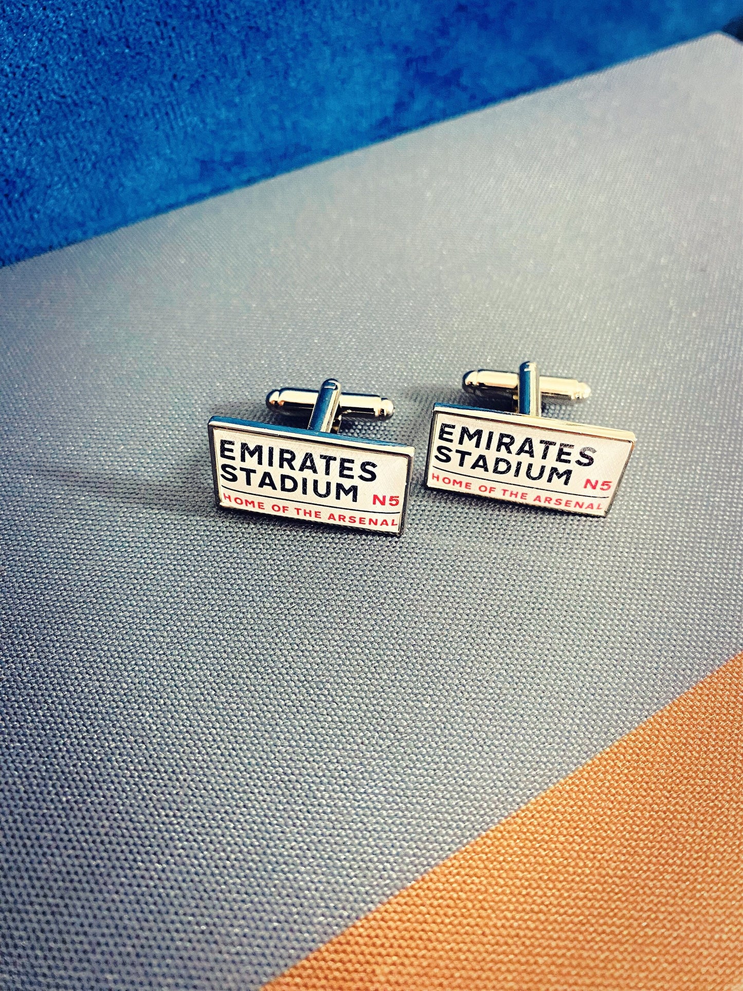 Arsenal Football Stadium Cufflinks. Emirates Stadium. Highbury. Gift for Arsenal Fan. Gunners. Road Sign Tie Bar. Personalised Street Name.