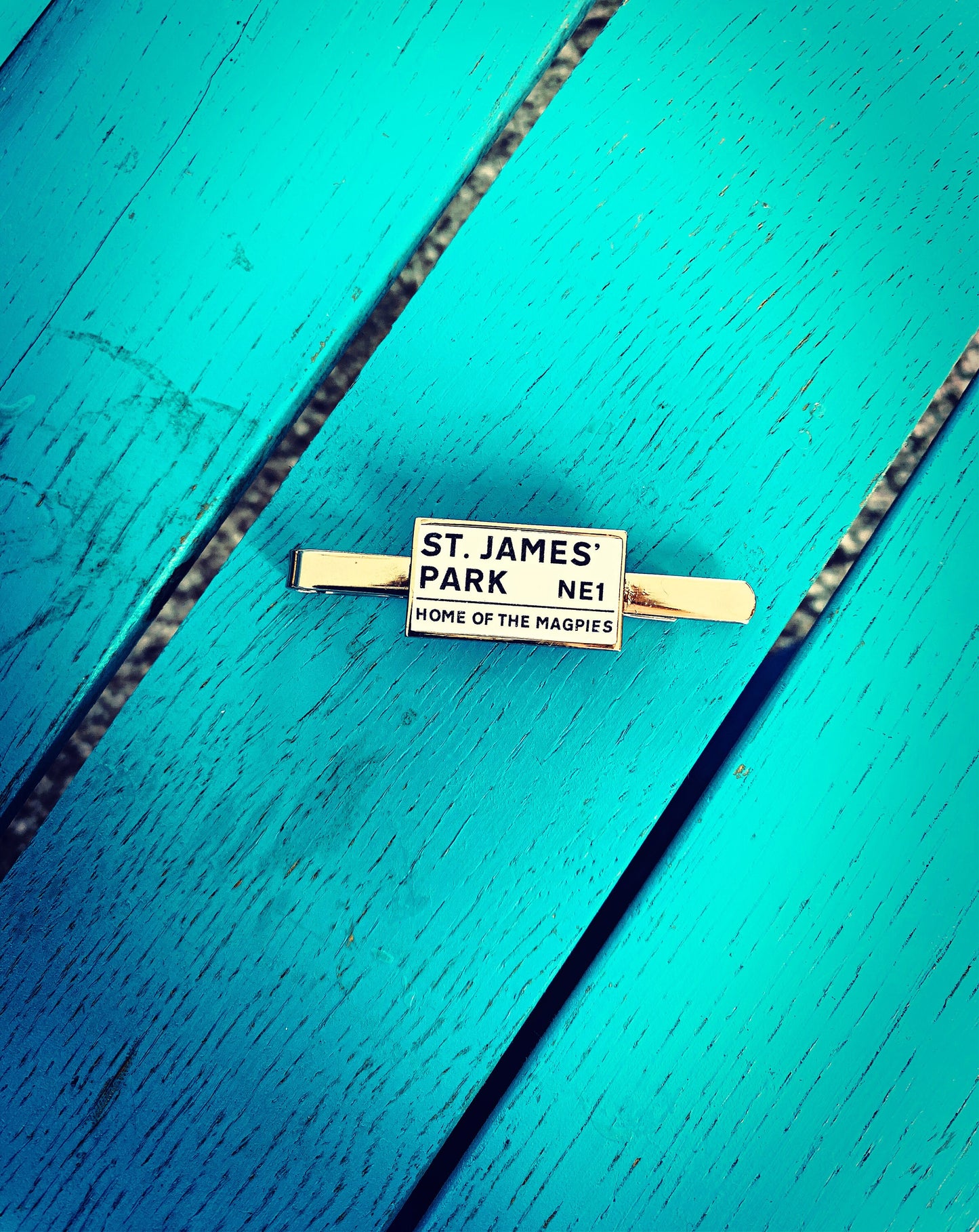 Newcastle Football Stadium Cufflinks. St James' Park Stadium. Gift for Magpies Fan. Road Sign Tie Bar. Personalised Street Name.