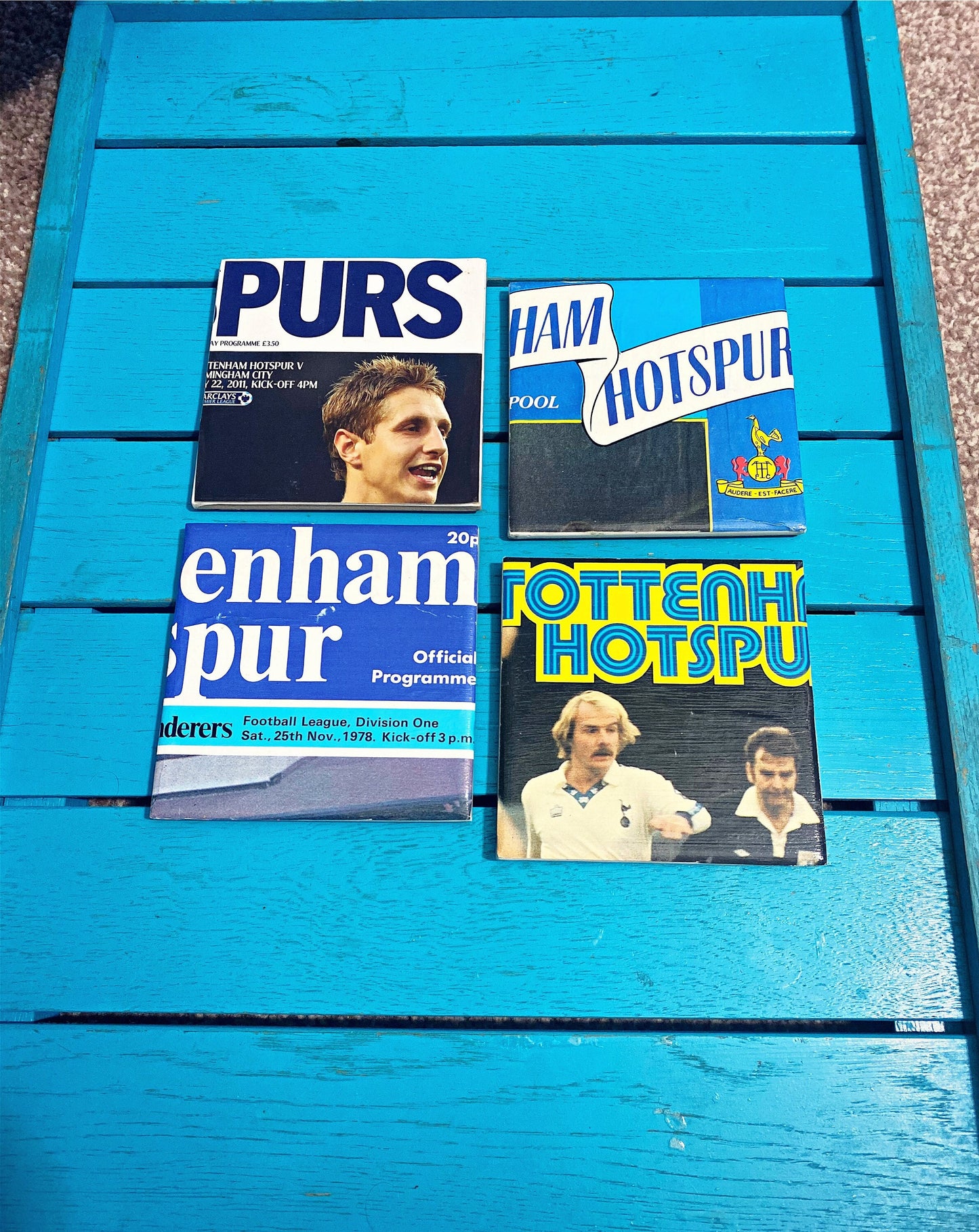 Vintage Spurs Football Programme Coasters. Upcycled Tottenham Hotspur Football Gift. Man Cave Home Decor. Retro Football Gift for Dad.