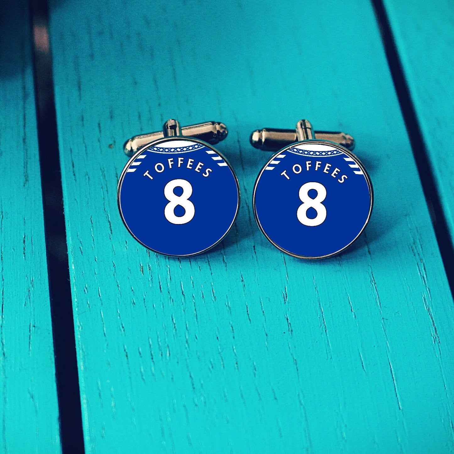Everton Football Shirt Cufflinks. Goodison Park Stadium. Gift for Everton Fan. Toffees. Road Sign Tie Bar. Personalised Name and Number