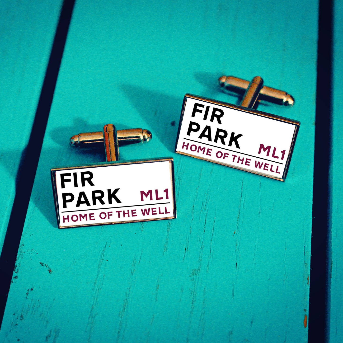 Motherwell Football Stadium Cufflinks. Fir Park Stadium. Gift for Well Fan. Road Sign Tie Bar Personalised Street Name. Christmas. Scotland.