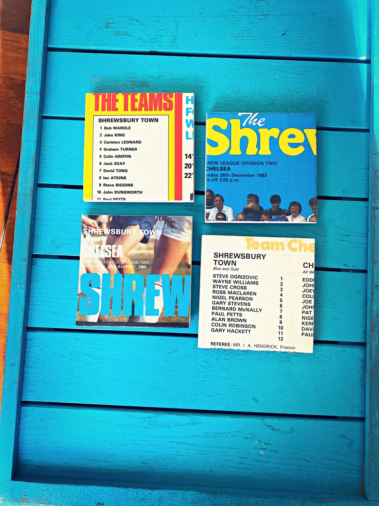 Vintage Shrewsbury Town Football Programme Coasters. Upcycled Football Gift. Man Cave Home Decor. Retro Football Gift for Dad. Nottingham
