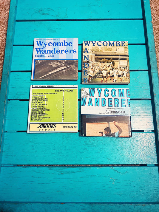 Vintage Wycombe Wanderers Football Programme Coasters. Upcycled Football Gift. Man Cave Home Decor. Retro Football Gift for Dad Christmas