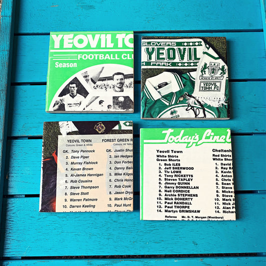 Vintage Yeovil Town Football Programme Coasters. Upcycled Football Gift. Man Cave Home Decor. Retro Football Gift for Dad.