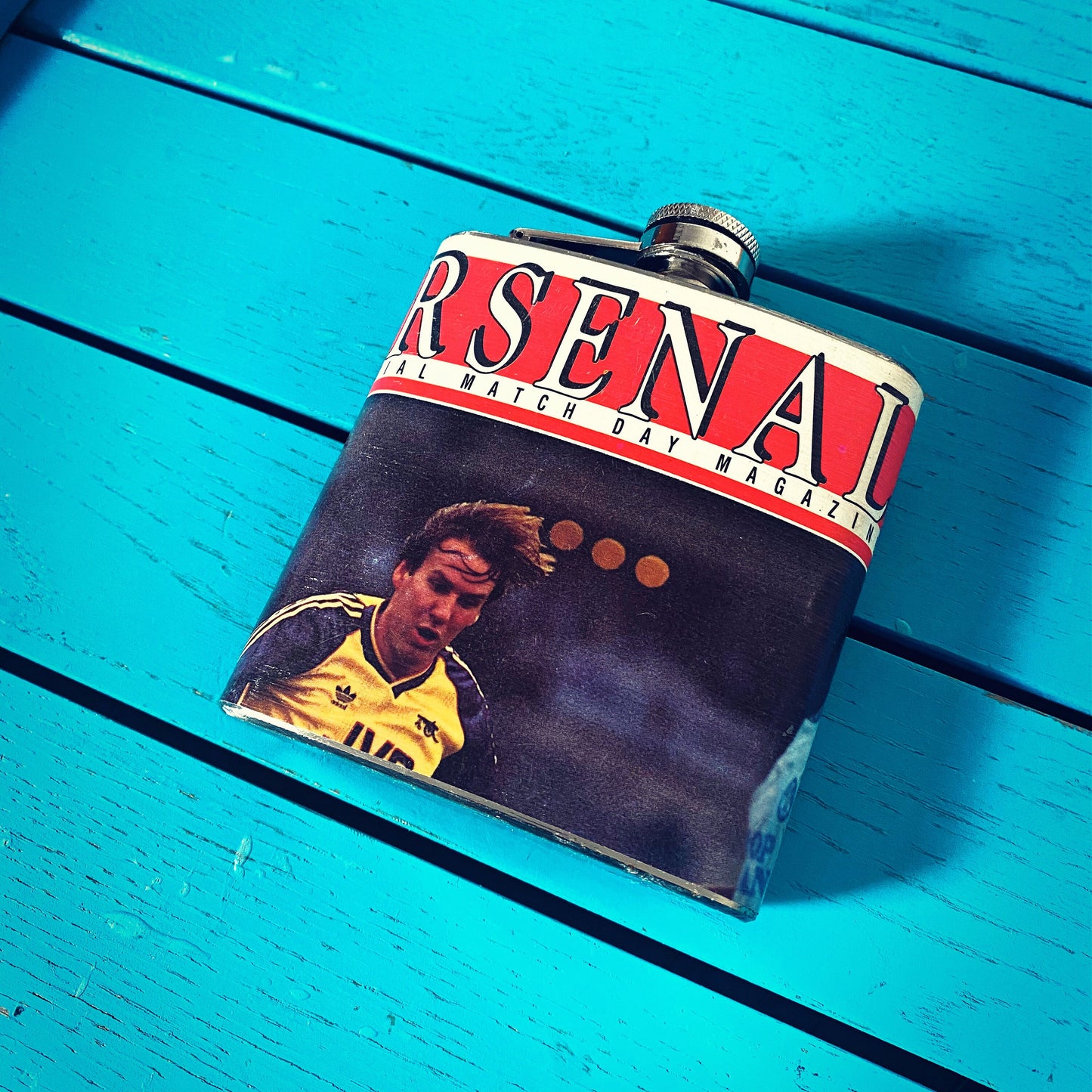 Vintage Arsenal Football Programme Hip Flask. Upcycled Football Gift. Groomsman. Football Gift for Dad. Unique Whiskey Present. Gunners