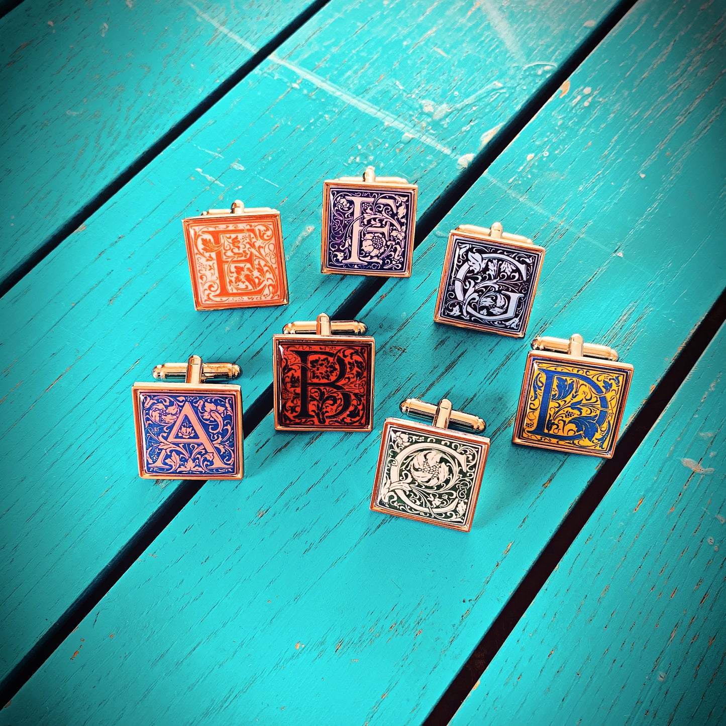 Wedding Cufflinks. Drop Capitals. Ornate Initials. Groom. Groomsmen. Monogram. Literature Initial Cufflinks. Personalised Lettering.