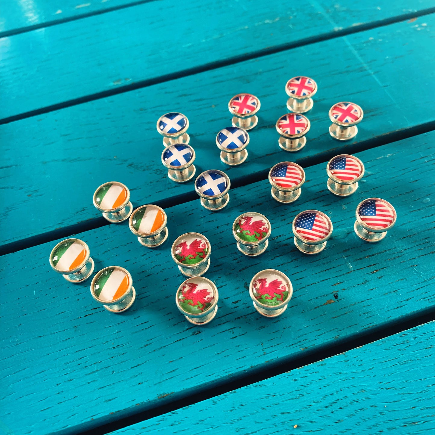 Flag Shirt Studs. Dress Shirt Buttons. Custom made personalised flags. Groom Suit. Wedding Shirt. Classic attire. White Tie Black Tie Tuxedo