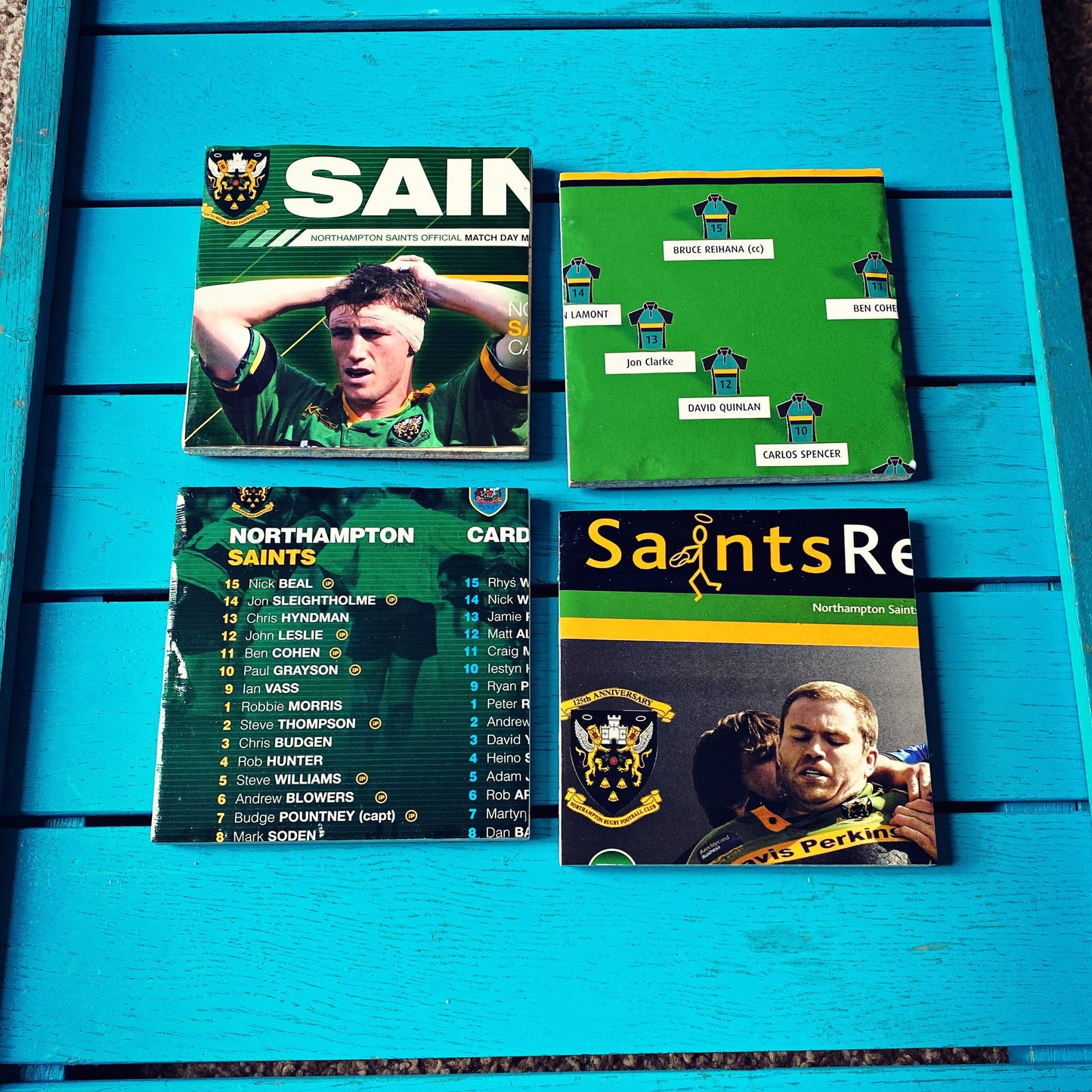 Vintage Northampton Saints Rugby Programme Coasters. Upcycled Rugby Gift. Man Cave Home Decor. Retro Rugby Union Gift for Dad.