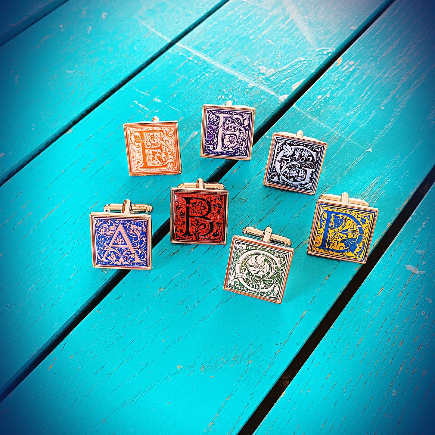 Wedding Cufflinks. Drop Capitals. Ornate Initials. Groom. Groomsmen. Monogram. Literature Initial Cufflinks. Personalised Lettering.