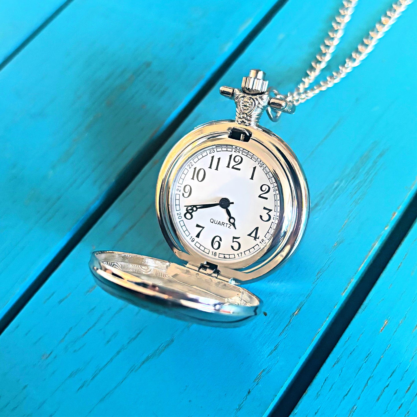 Personalised Coordinates Pocket Watch – Engagement Location Keepsake Gift
