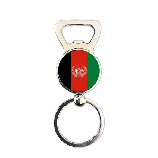 Afghanistan flag bottle opener keyring polished silver patriotic Afghan keepsake