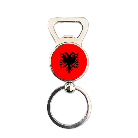 Albania flag bottle opener keyring polished silver Albanian patriotic keepsake