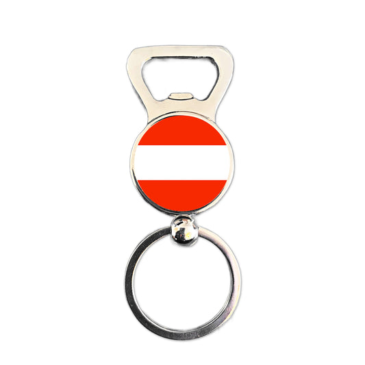 Austria flag bottle opener keyring polished silver Austrian patriotic keepsake