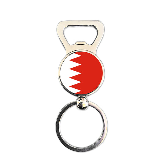 Bahrain flag bottle opener keyring polished silver Bahraini patriotic keepsake
