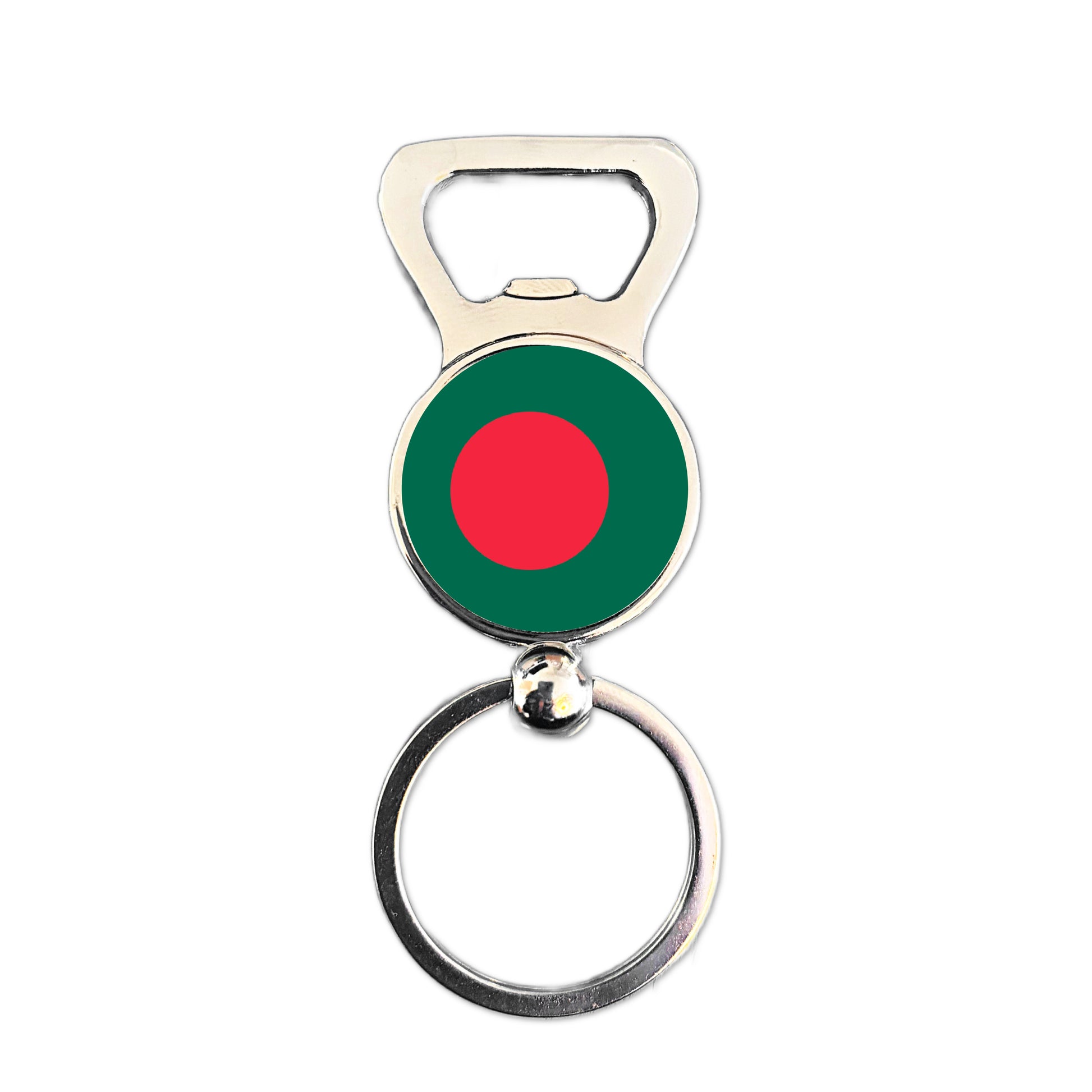 Bangladesh flag bottle opener keyring polished silver Bangladeshi patriotic keepsake