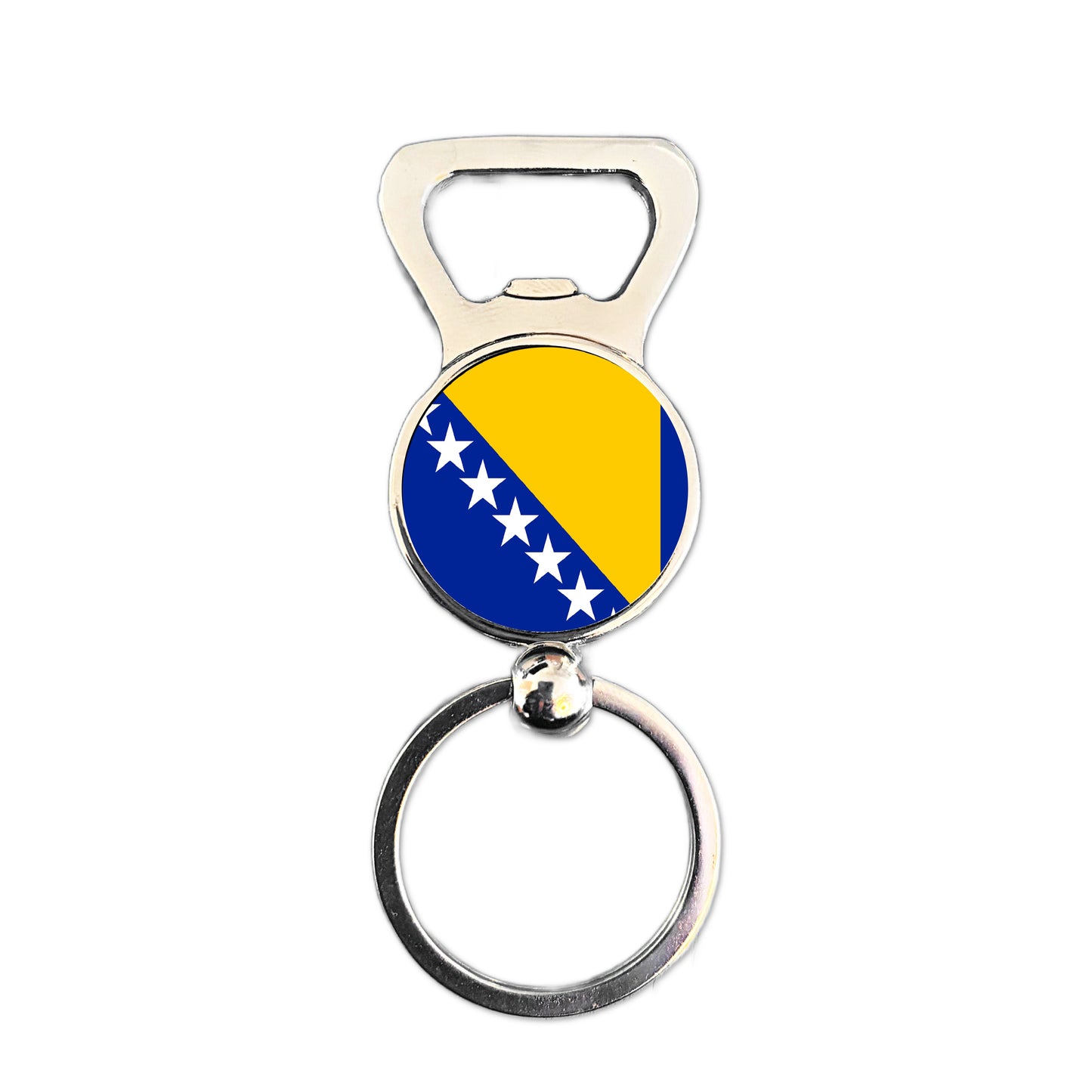 Bosnia and Herzegovina flag bottle opener keyring polished silver patriotic gift