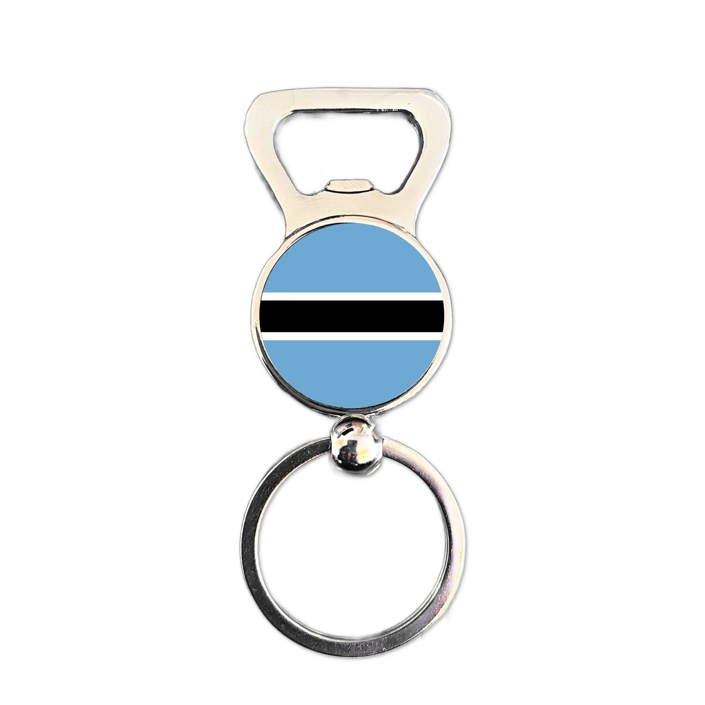 Botswana flag bottle opener keyring polished silver patriotic gift