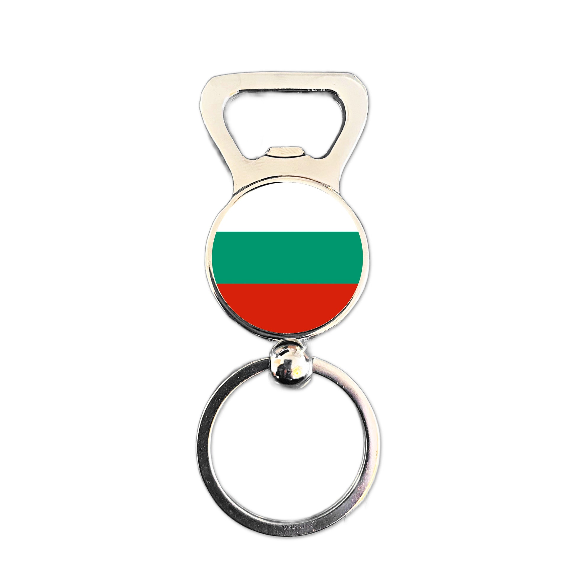Bulgaria flag bottle opener keyring polished silver patriotic gift