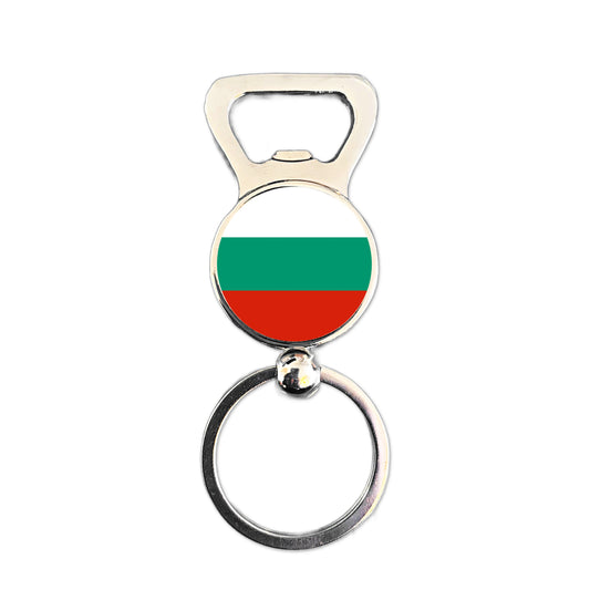 Bulgaria flag bottle opener keyring polished silver patriotic gift