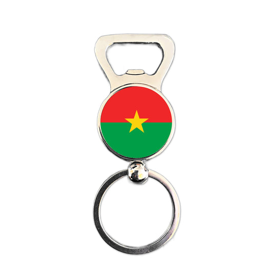 Burkina Faso flag bottle opener keyring polished silver patriotic gift