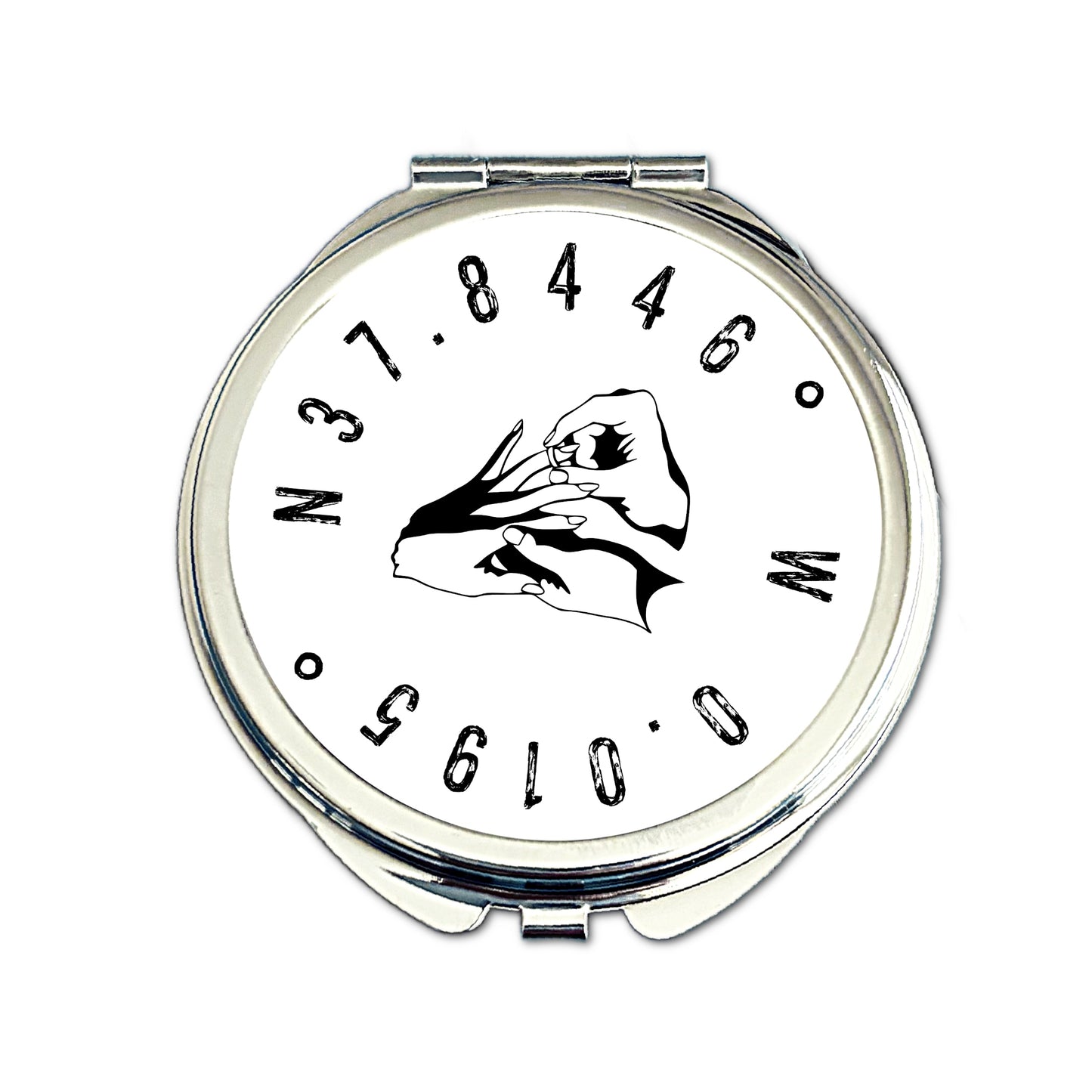 Personalised engagement coordinates compact mirror location keepsake gift for her