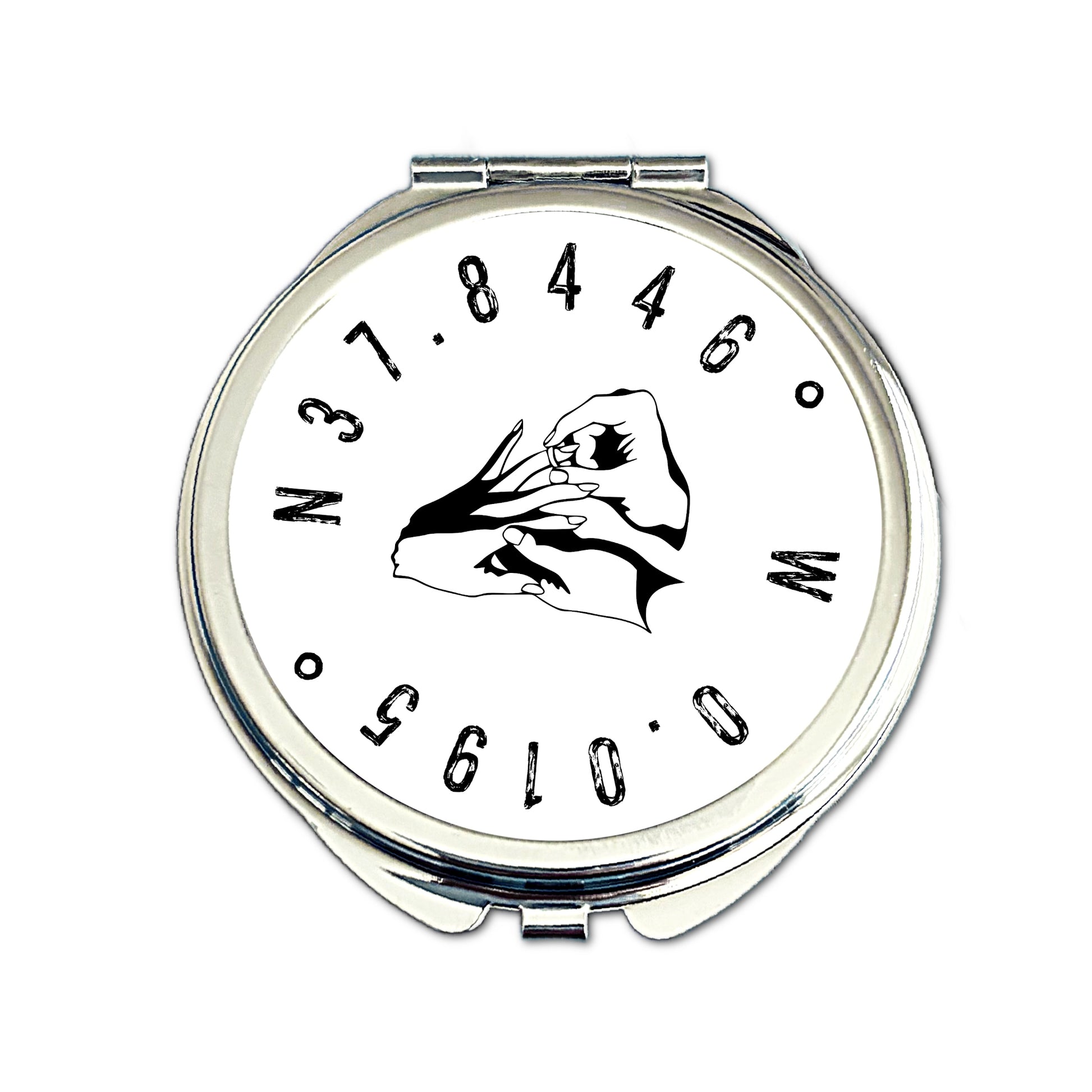 Personalised engagement coordinates compact mirror location keepsake gift for her