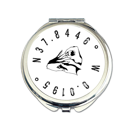 Personalised engagement coordinates compact mirror location keepsake gift for her