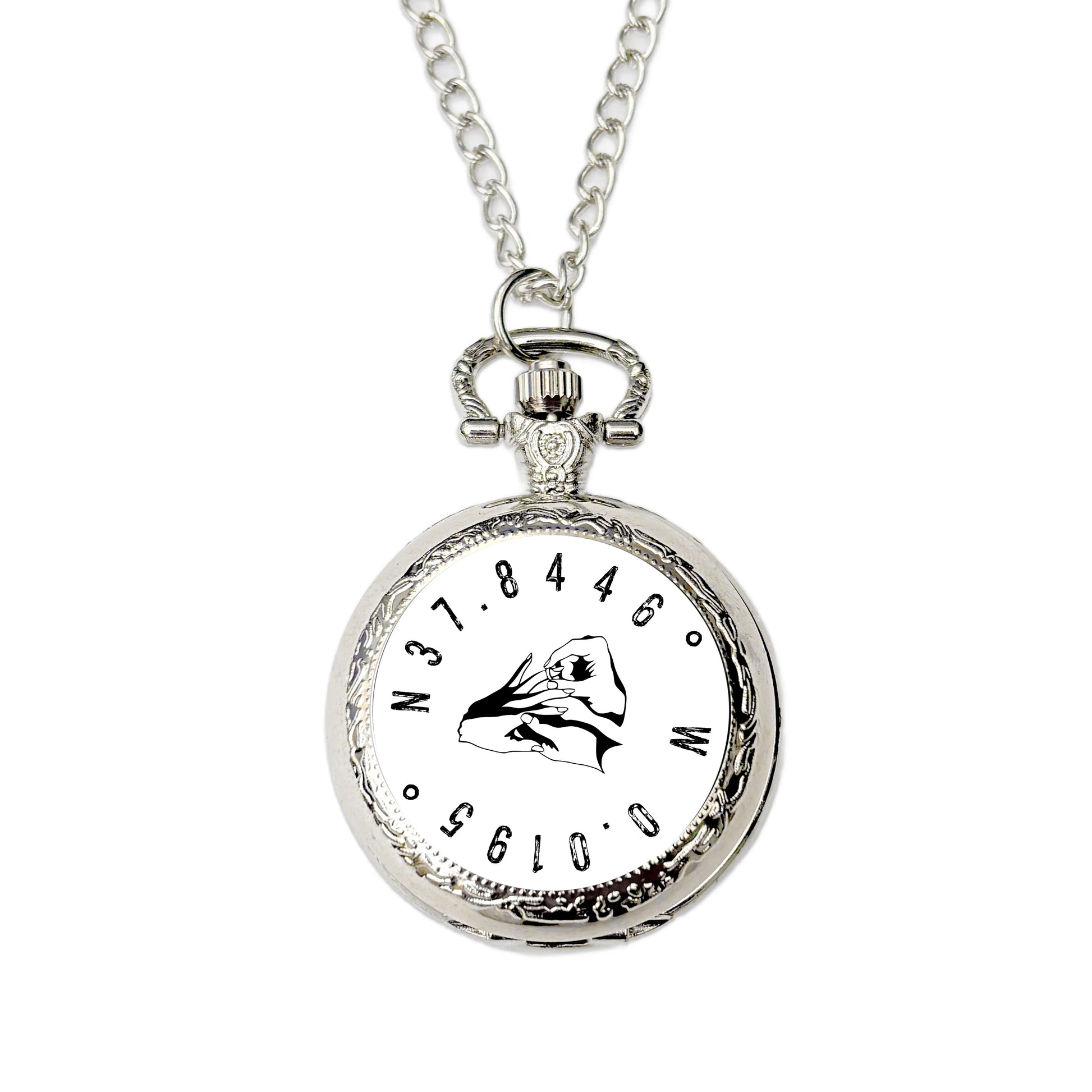 Personalised coordinates pocket watch engagement location custom keepsake gift