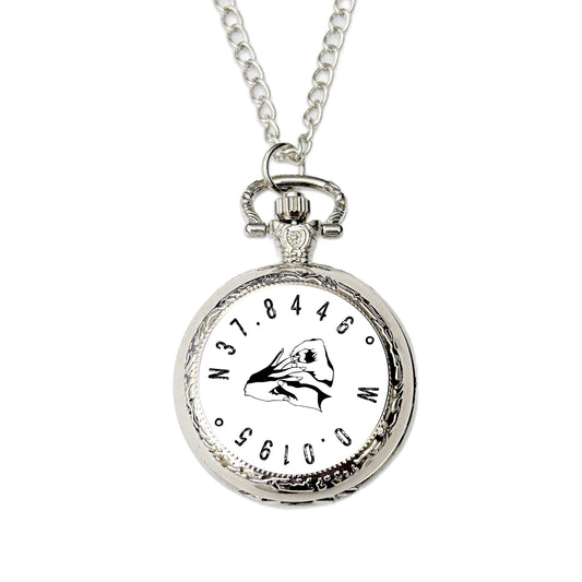 Personalised coordinates pocket watch engagement location custom keepsake gift