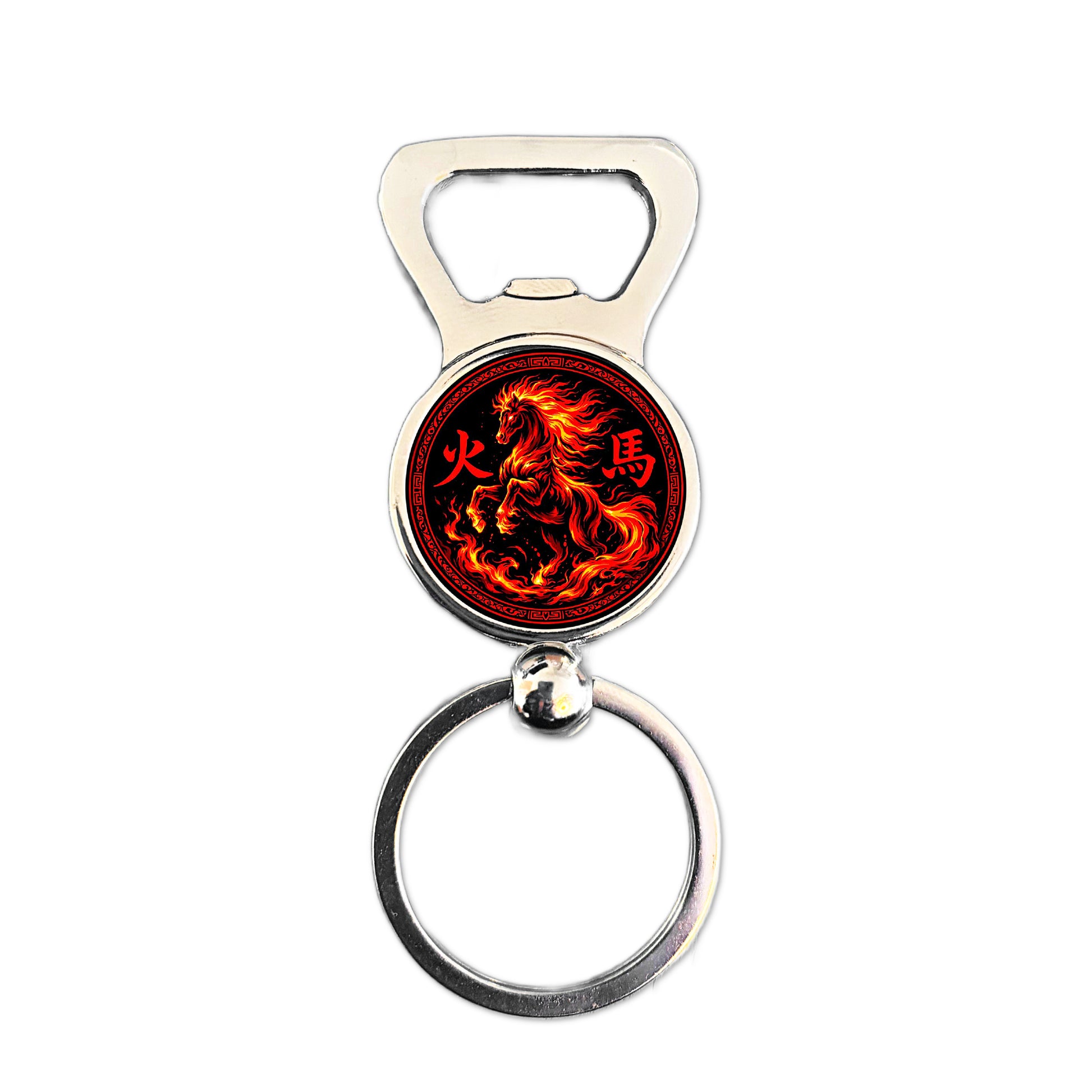 Fire Horse bottle opener keyring with Chinese zodiac Fire Horse design