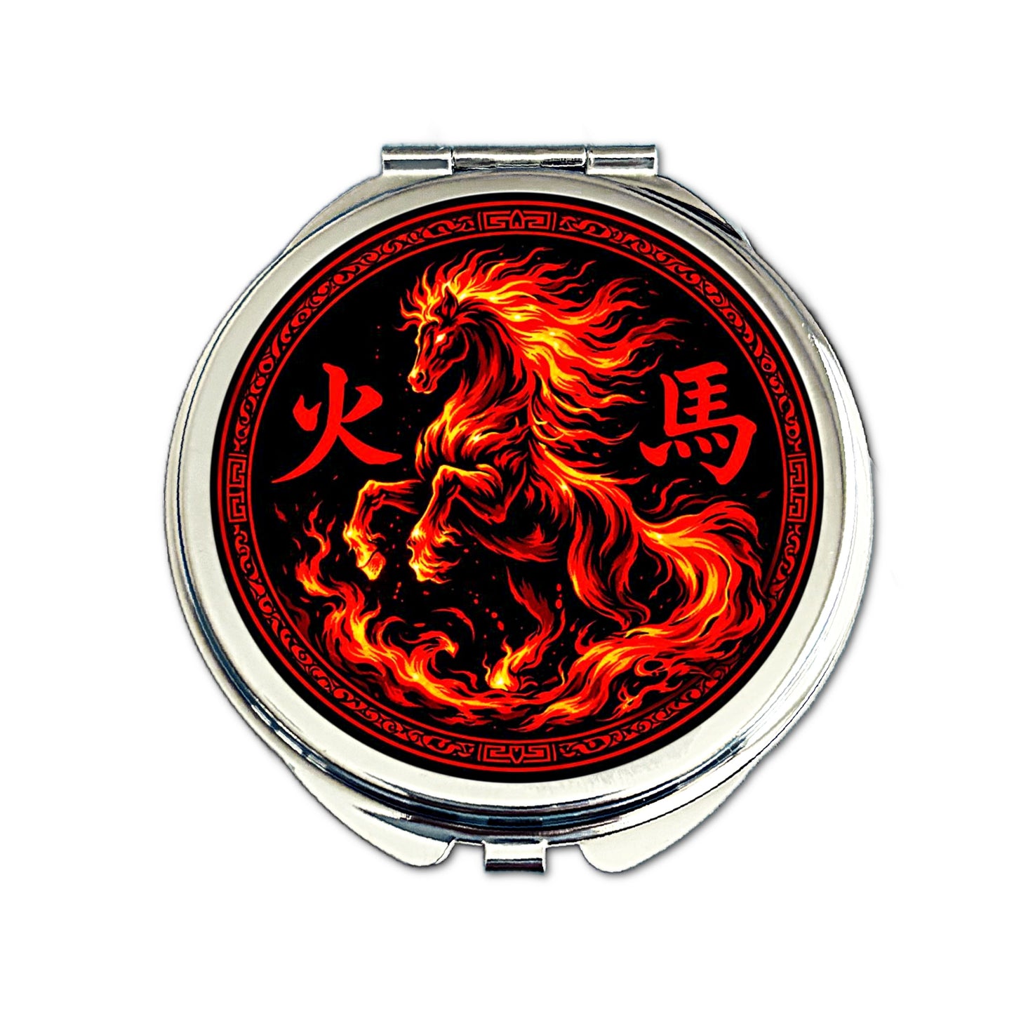 Fire Horse compact mirror with Chinese zodiac Fire Horse design