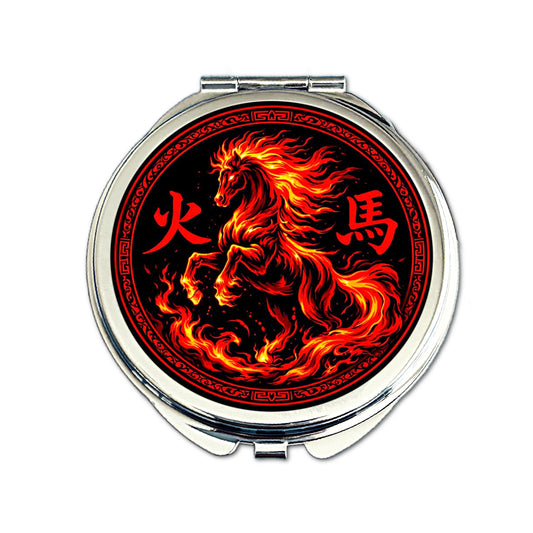 Fire Horse compact mirror with Chinese zodiac Fire Horse design