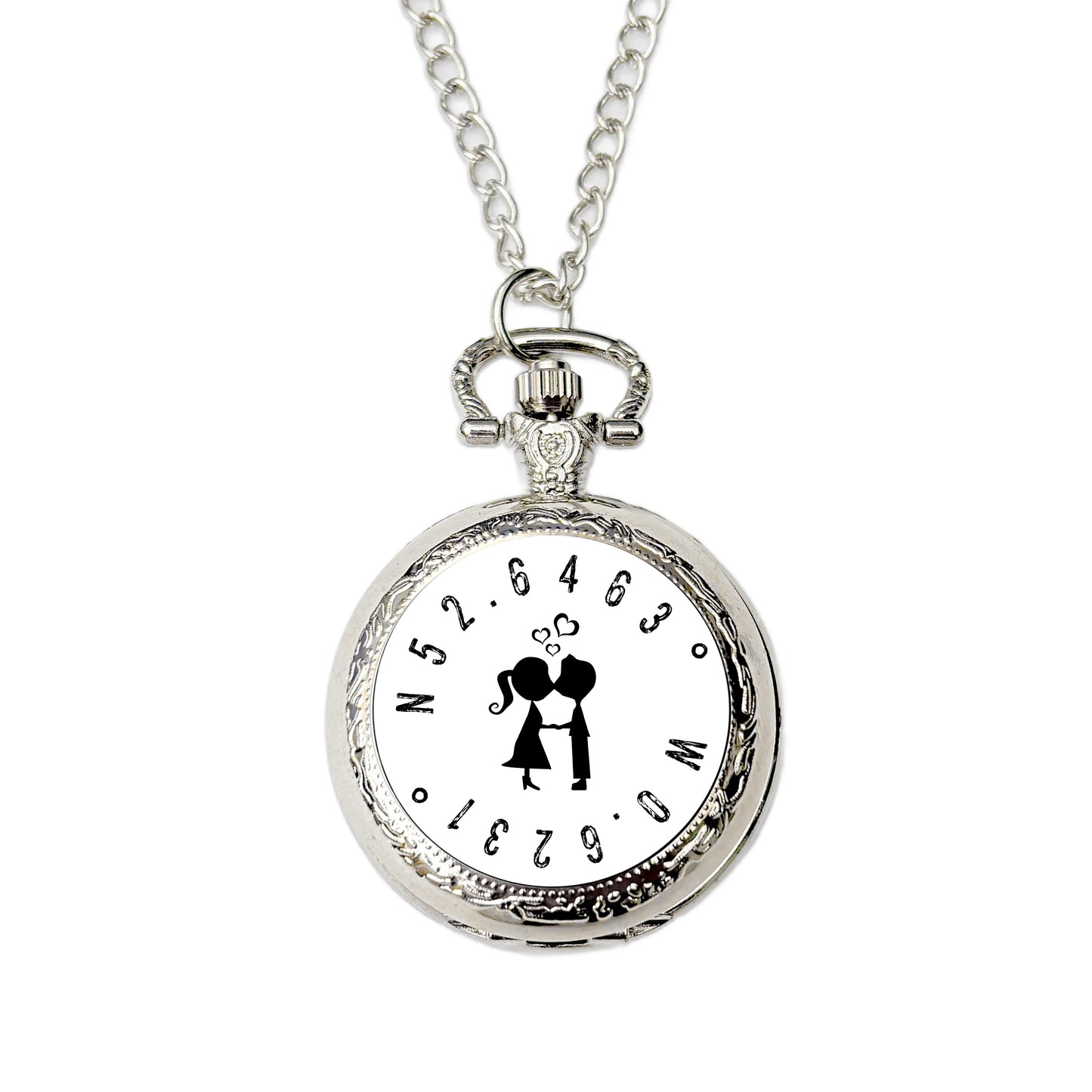 Personalised coordinates pocket watch first kiss first date location keepsake gift