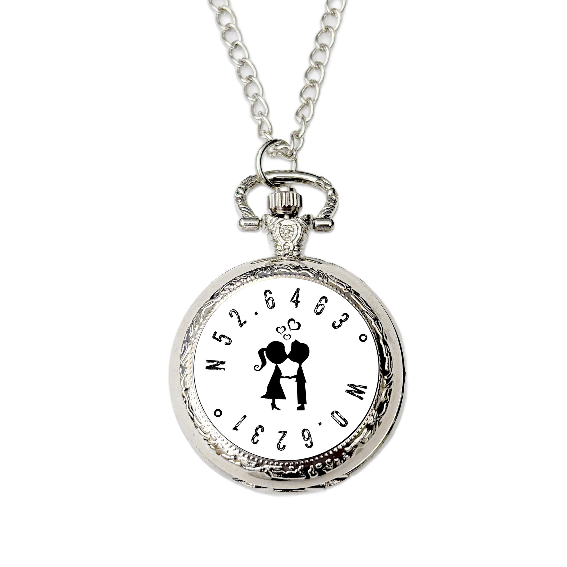 Personalised coordinates pocket watch first kiss first date location keepsake gift