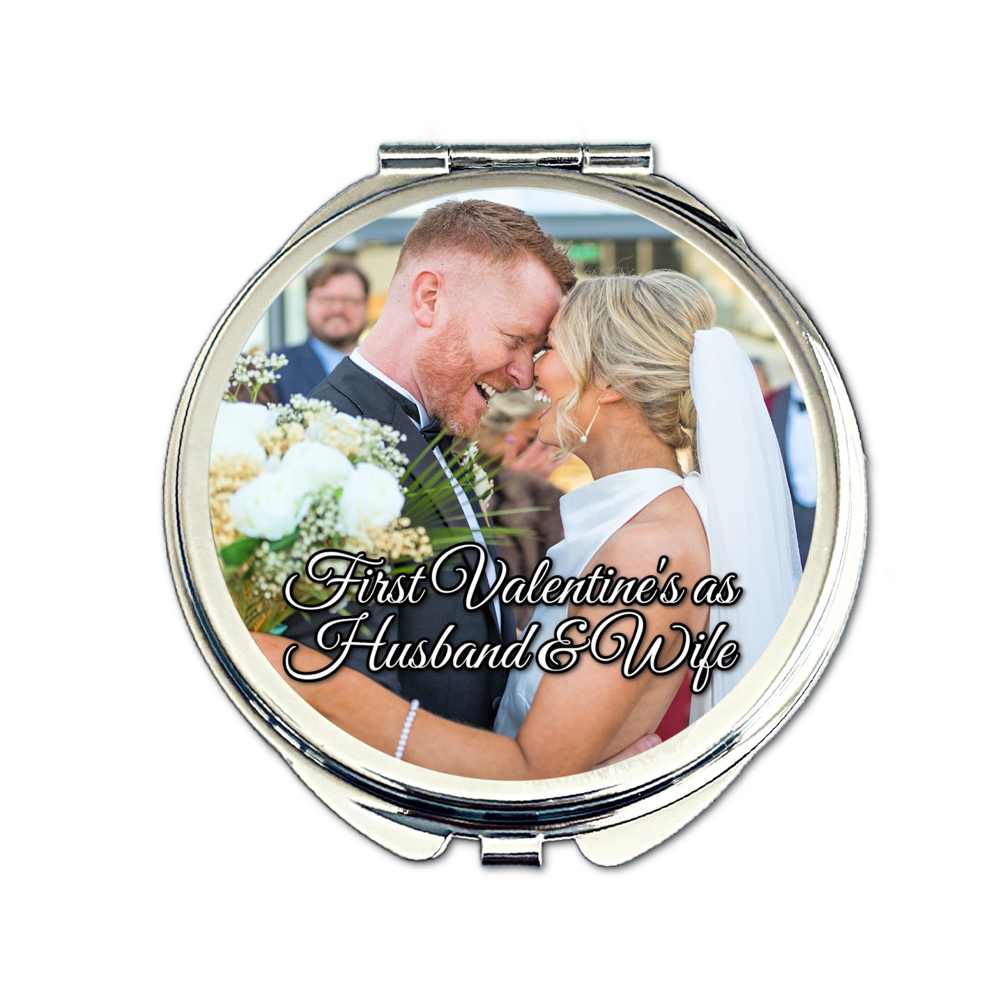Personalised photo compact mirror first valentines as husband and wife gift