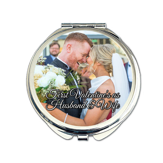 Personalised photo compact mirror first valentines as husband and wife gift