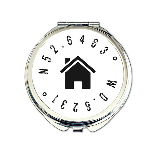 Personalised new home coordinates compact mirror first home location gift for her