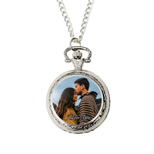 Personalised photo pocket watch I love you Valentine’s Day gift for him