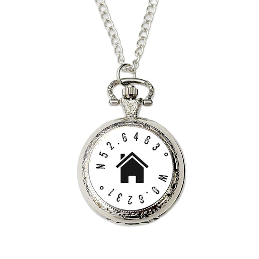 Personalised coordinates pocket watch new home first home location keepsake gift